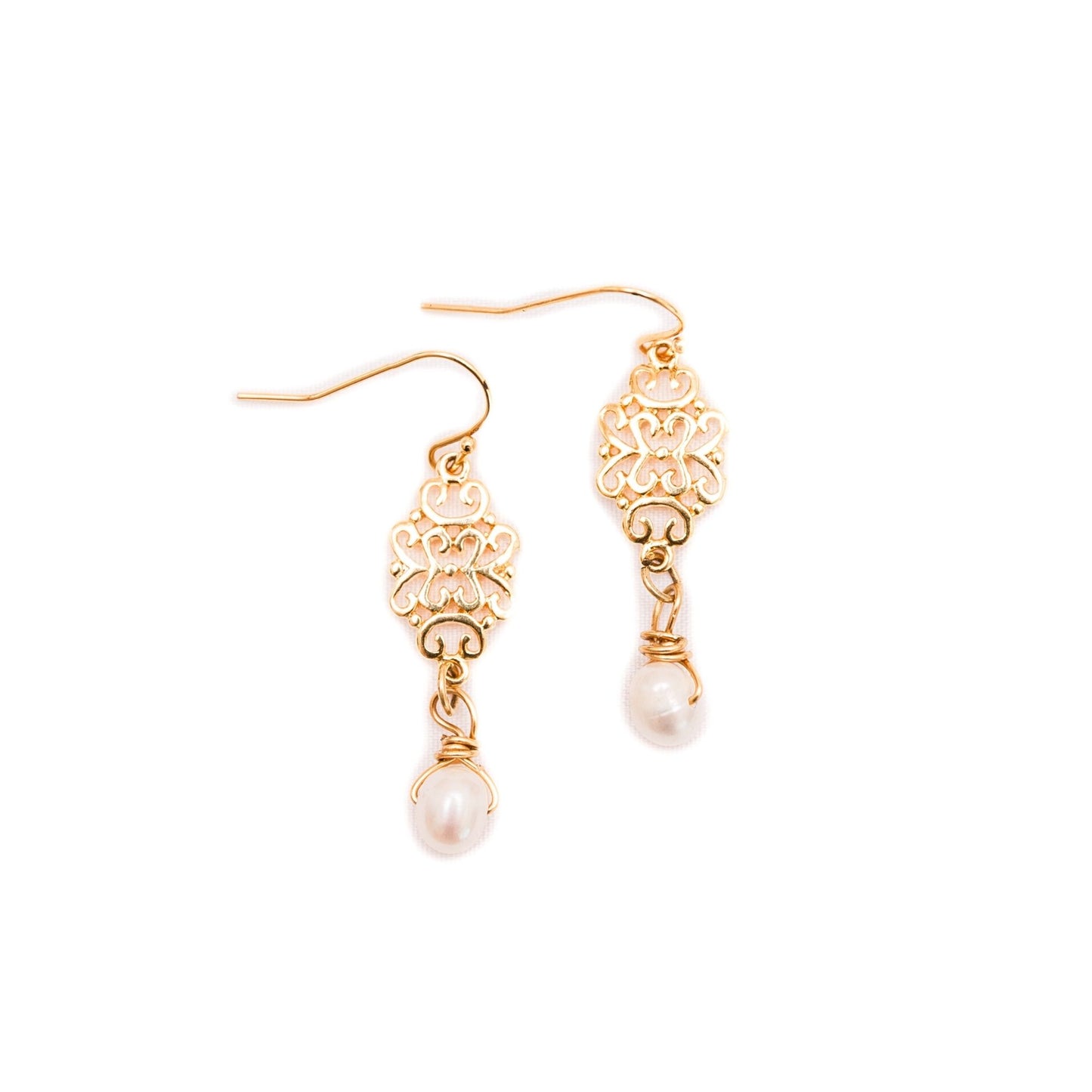 Aden pearl earrings delicate filigree design
